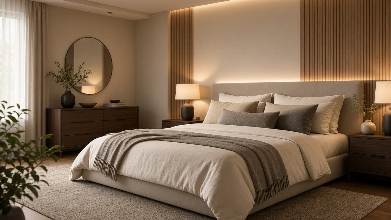 Modern bedroom styled for a renovation consultation